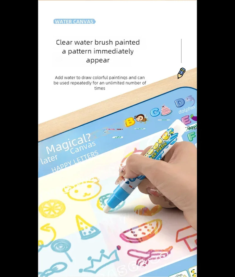 Magic Water Canvas Coloring Doodle, Reusable Magic Pens, Montessori Painting Board, Educational Toys