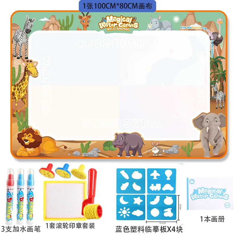 Magic Water Canvas Coloring Doodle, Reusable Magic Pens, Montessori Painting Board, Educational Toys
